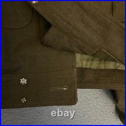 US Military Korean War Uniform Wool Jacket OD M-1950 Jacket 36R Trousers IKE