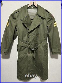 US Military Overcoat OG 107 Trench Coat Parka With Liner Korean War Med S, 1st ID