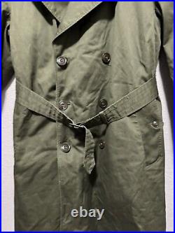 US Military Overcoat OG 107 Trench Coat Parka With Liner Korean War Med S, 1st ID