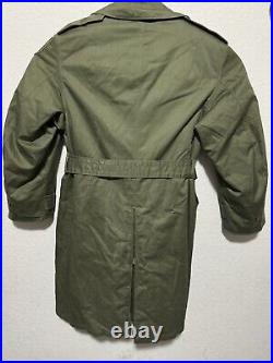 US Military Overcoat OG 107 Trench Coat Parka With Liner Korean War Med S, 1st ID