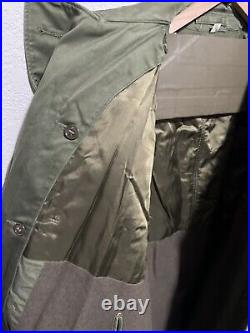 US Military Overcoat OG 107 Trench Coat Parka With Liner Korean War Med S, 1st ID