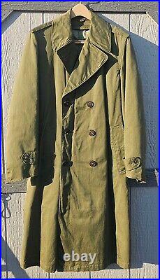 US Military Overcoat OG 107 Trench Coat Parka Wool Liner Korean War 1953