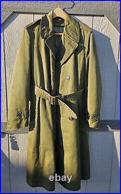 US Military Overcoat OG 107 Trench Coat Parka Wool Liner Korean War 1953
