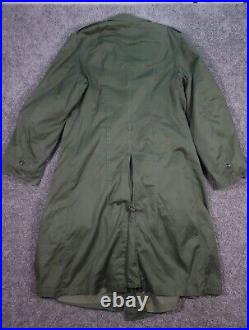 US Military Overcoat OG 107 Trench Coat Wool Liner Korean War Large Long 1953