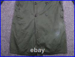 US Military Overcoat OG 107 Trench Coat Wool Liner Korean War Large Long 1953