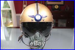 US Post WW2 Korean War Era Navy APH-5 Gold Flight Helmet With Wings