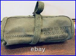 USA Army Military Vintage Tool Set 9 Piece Wrench Socket Set withCanvas Roll Kit