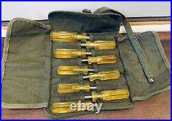 USA Army Military Vintage Tool Set 9 Piece Wrench Socket Set withCanvas Roll Kit