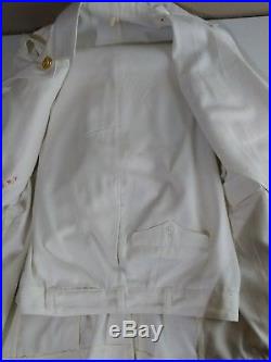 USMC Dress White Uniform Mens Officer Choker Collar Korean War Era Vintage