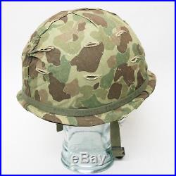 USMC Korean War M-1 Helmet With 1953 Reversible Frogskin Camouflage Cover