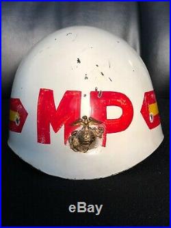 USMC MP helmet liner 1st Marines Division Marine Guadacanal WWII Korean War era