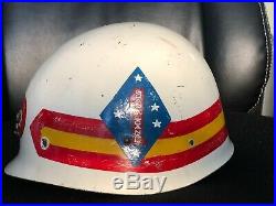 USMC MP helmet liner 1st Marines Division Marine Guadacanal WWII Korean War era