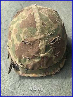 USMC Marine Helmet Liner And Camouflage Cover Camo! Korean War WWII