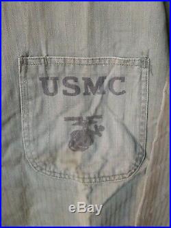 USMC P47 Korean War Green HBT Utility Shirt Medium 38/40 Very Good Condition