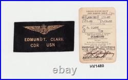 USN Aviator CDR EDMUND T CLARK Grouping Photos ID Stamp Medal Bar (NAS) Memphis