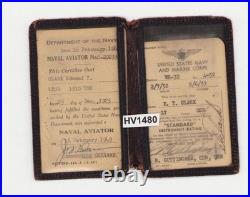 USN Aviator CDR EDMUND T CLARK Grouping Photos ID Stamp Medal Bar (NAS) Memphis