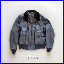 USN G1 Leather Bomber Jacket Mens 48 Korean War Era Military US Navy Flight 50s