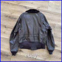 USN G1 Leather Bomber Jacket Mens 48 Korean War Era Military US Navy Flight 50s