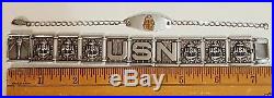 USN Navy Sweetheart Bracelet Sterling Silver His & Hers WWII Korean War 2 Pieces