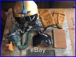 USN US Navy Pilot Helmet, Gloves, Logbook And More LOT of Goods WWII Korean War