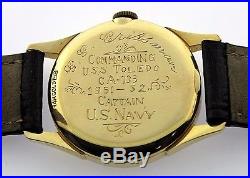USS TOLEDO Korean War Navy Captain's Lord Elgin 14K Yellow Gold Watch! WOW