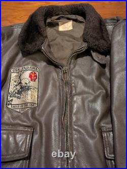 USS Tarawa Korean War Brill Brothers G-1 Sheepskin Flyers Jacket