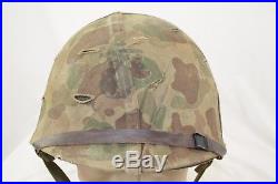 Untouched Korean War Era Usmc Camo Helmet And Cover