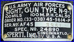 Us Army Air Forces Gunsight N-9-1 Sperti Inc P-51 Mustang 1952 Korean War Era