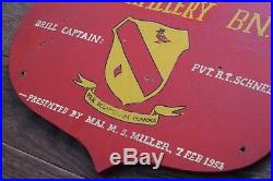 Us Army Korean War 1953 Dated Wood Painted Shield 19th Field Artillery Sign