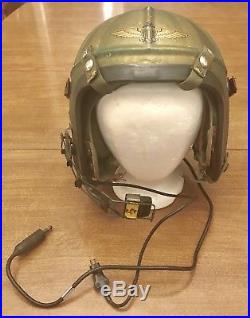 Usn Navy Pilot Flight Helmet Post Wwii Korean War Era Bassons Industries