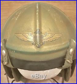 Usn Navy Pilot Flight Helmet Post Wwii Korean War Era Bassons Industries