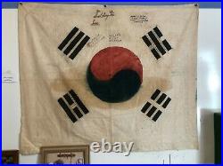 VERY RARE Original GI Signed KOREAN WAR Cloth Flag 38x32 from US Air Force Vet