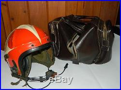 Vintage Gentex H-4 Korean War Era Us Navy Fighter Pilot Helmet Mic, Bag, Medium