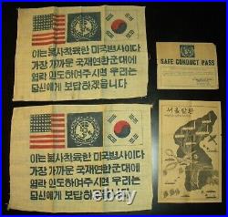 VINTAGE KOREAN WAR SAFE CONDUCT PASS MAP & 2 FABRIC SEW IN LININGS FOR COAT tuvi