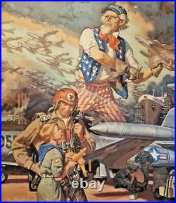 VINTAGE Korean War Uncle Sam Air Force USAF War Patriotic Poster DEAN CORNWELL