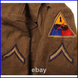 VINTAGE US ARMY WOOL FIELD JACKET 1951 KOREAN WAR SIZE 42R 1st ARMORED PATCHE