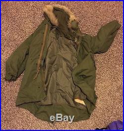 VINTAGE US Army Korean War Military M 1951 Fishtail Parka Shell Coat Jacket Med