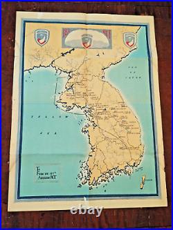 VTG 187th Airborne Regiment Combat Team RAKKASANS Korean War Parachute Drops Map