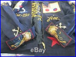 VTG. 1950's Japanese Sawa Korean War Era Navy Jacket Awesome Patches, Embroidered
