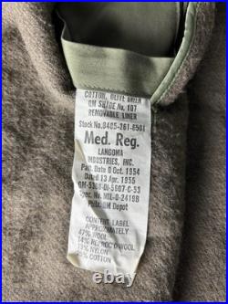 VTG 1950s US Army Military Trench Coat Regular Medium with Wool Removable Liner