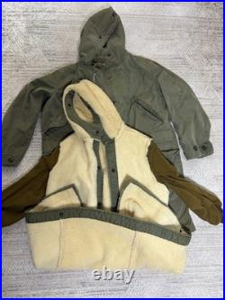 VTG 1950s US Military M-1947 M47 Parka Alpaca Pile Liner Medium Distressed