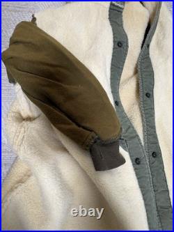 VTG 1950s US Military M-1947 M47 Parka Alpaca Pile Liner Medium Distressed