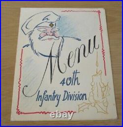 VTG 1952 KOREAN WAR US Army'40th INFANTRY Division' Santa's CHRISTMAS MENU(G)