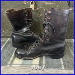 VTG 40s 50s US Army Military Jump Boots Brown Black Men's 8 R Korean War Named