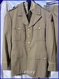 VTG 50s 2nd LT US Army Dress Tan Summer Jacket Korean War Armored Div