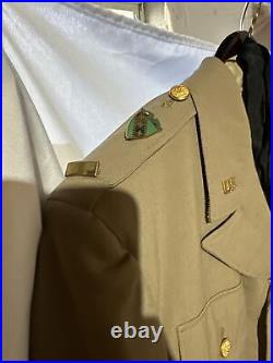VTG 50s 2nd LT US Army Dress Tan Summer Jacket Korean War Armored Div