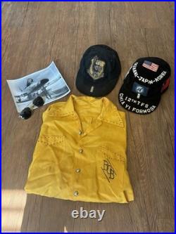 VTG 50s Korean War USAF Pilot Named Lot 12th Fighter Squadron Hat Shirt Aviator