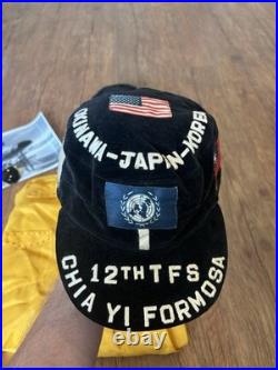 VTG 50s Korean War USAF Pilot Named Lot 12th Fighter Squadron Hat Shirt Aviator