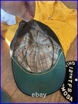 VTG 50s Korean War USAF Pilot Named Lot 12th Fighter Squadron Hat Shirt Aviator