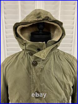 VTG 50s M US Military M47 Korean War Parka Hooded Overcoat Sherpa Pile Liner